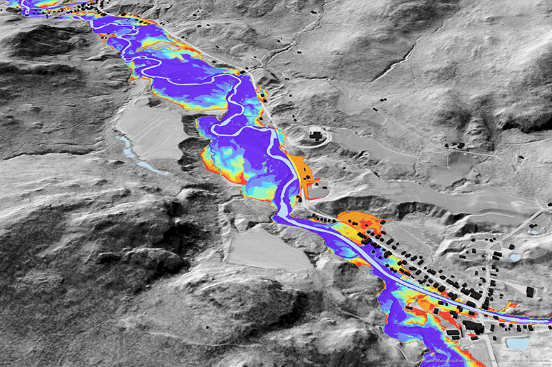 Example of the Lake Champlain Basin Lidar-Informed Flood Inundation Layer in Montgomery Center, VT