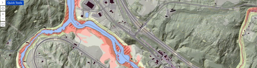 Screenshot of a map application.