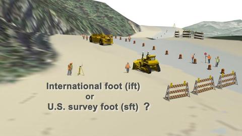Depiction of U.S. Survey foot and International foot
