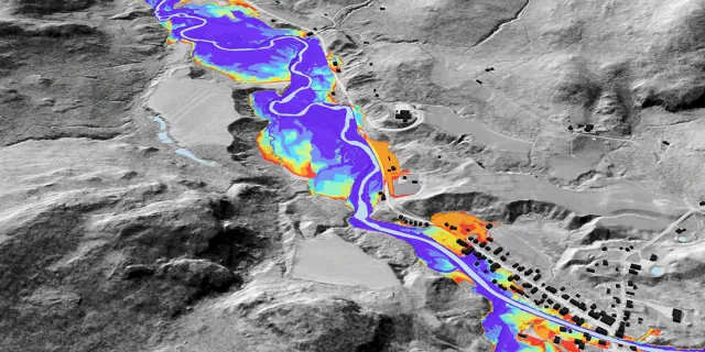 Example of the Lake Champlain Basin Lidar-Informed Flood Inundation Layer in Montgomery Center, VT