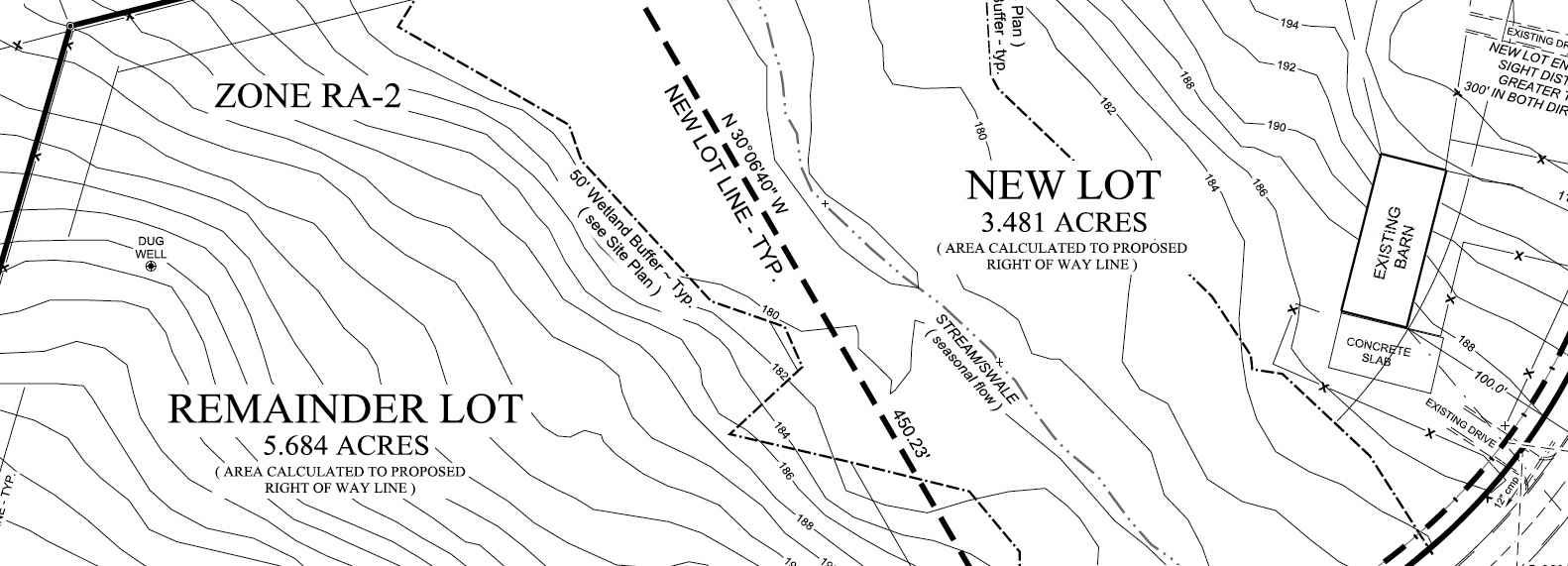 Survey excerpt courtesy of B.M. Paul, Licensed Land Surveyor