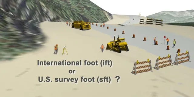 Depiction of U.S. Survey foot and International foot